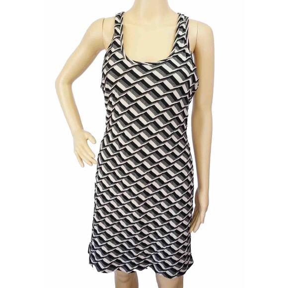 2/$15 Max Studio Twist Racerback Mini Dress Striped Sleeveless Scoop Neck Size S - Picture 2 of 8